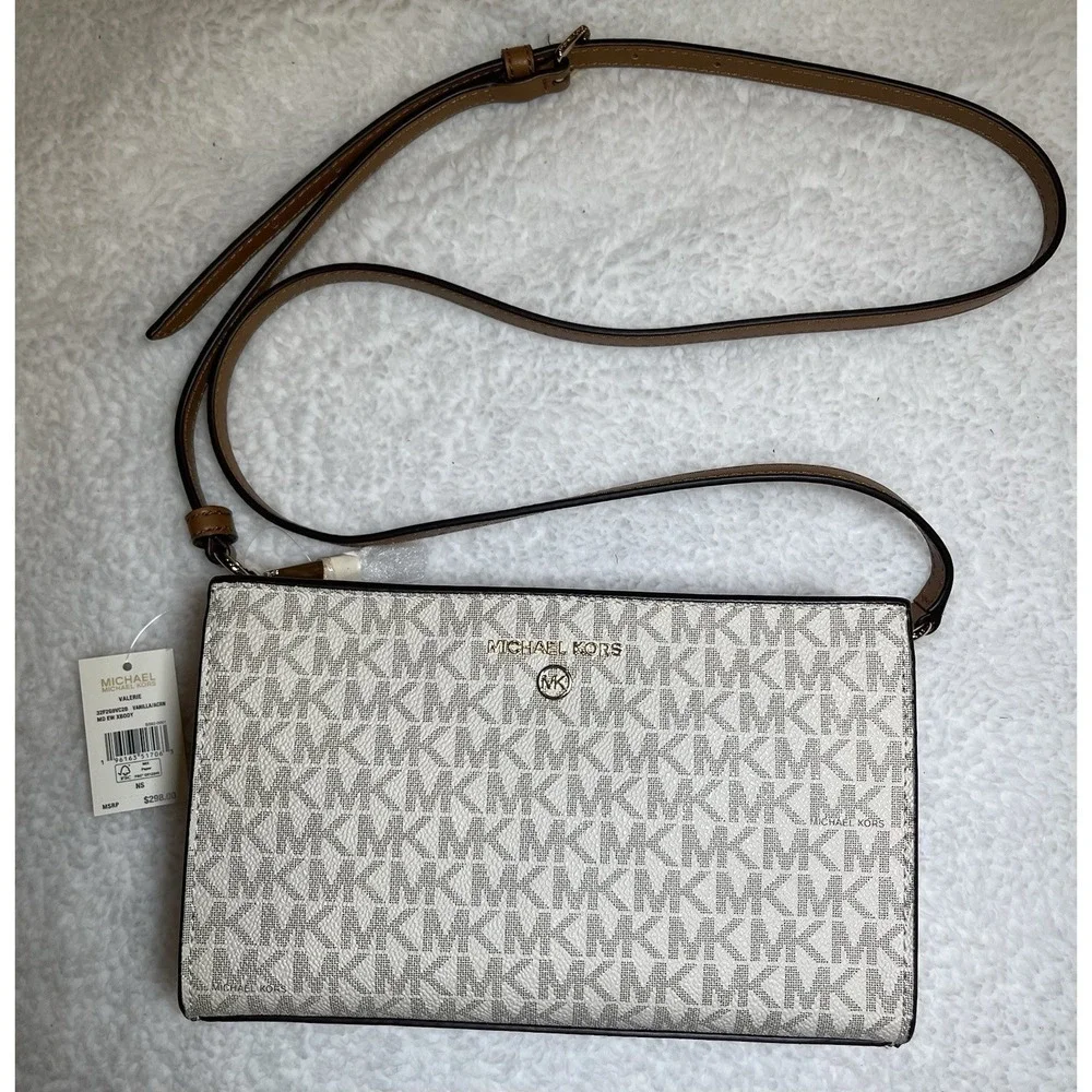 Michael Kors Valerie Medium Logo Crossbody‎ Acorn Vanilla